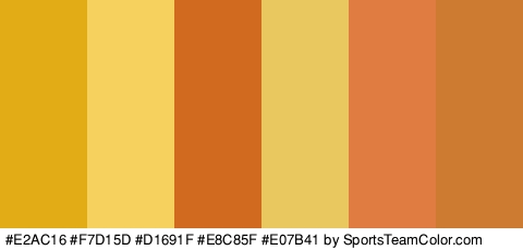 #E2AC16 #F7D15D #D1691F #E8C85F #E07B41 #CC7B30 Colors