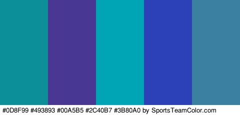 #0D8F99 #493893 #00A5B5 #2C40B7 #3B80A0 Colors