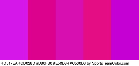 #D517EA #DD028D #D80FB0 #E50D84 #C500D3 Colors