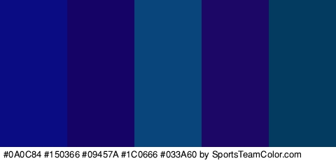 #0A0C84 #150366 #09457A #1C0666 #033A60 Colors