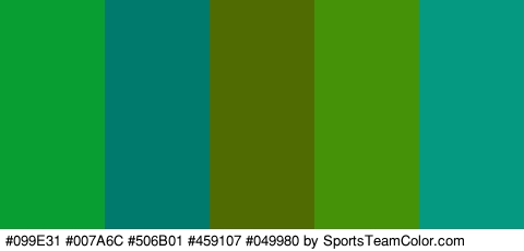 #099E31 #007A6C #506B01 #459107 #049980 Colors