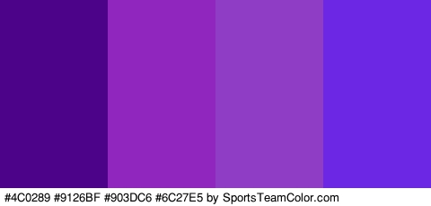 #4C0289 #9126BF #903DC6 #6C27E5 Colors