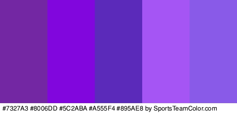 #7327A3 #8006DD #5C2ABA #A555F4 #895AE8 Colors