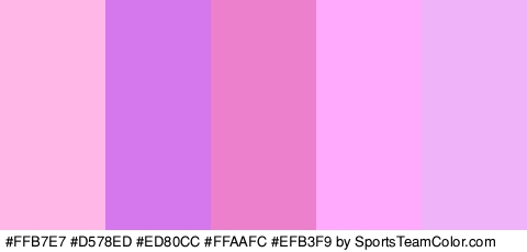 #FFB7E7 #D578ED #ED80CC #FFAAFC #EFB3F9 Colors