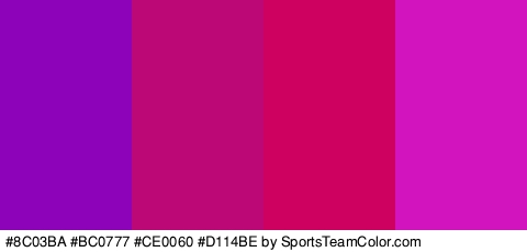 #8C03BA #BC0777 #CE0060 #D114BE Colors