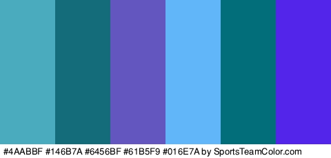 #4AABBF #146B7A #6456BF #61B5F9 #016E7A #5325EA Colors