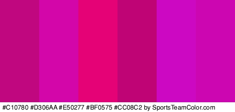 #C10780 #D306AA #E50277 #BF0575 #CC08C2 #CC06B1 Colors