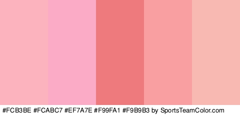 #FCB3BE #FCABC7 #EF7A7E #F99FA1 #F9B9B3 Colors