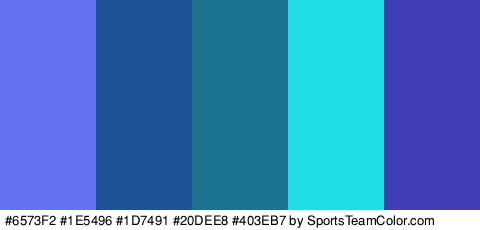 #6573F2 #1E5496 #1D7491 #20DEE8 #403EB7 Colors