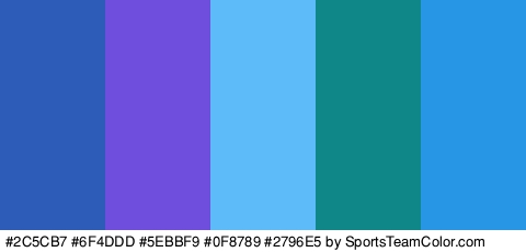 #2C5CB7 #6F4DDD #5EBBF9 #0F8789 #2796E5 Colors