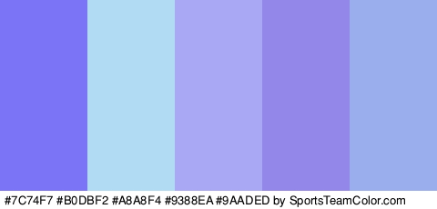 #7C74F7 #B0DBF2 #A8A8F4 #9388EA #9AADED Colors