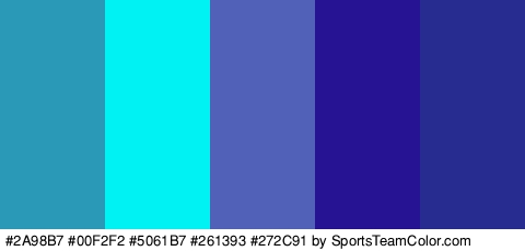 #2A98B7 #00F2F2 #5061B7 #261393 #272C91 Colors