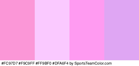 #FC97D7 #F9C9FF #FF9BF0 #DFA6F4 Colors