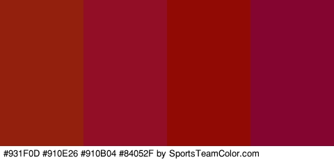 #931F0D #910E26 #910B04 #84052F Colors