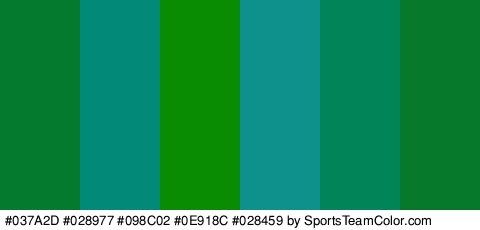 #037A2D #028977 #098C02 #0E918C #028459 #067A2A Colors