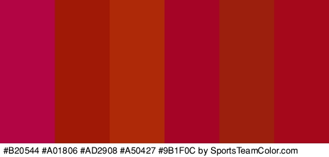 #B20544 #A01806 #AD2908 #A50427 #9B1F0C #A5081A Colors