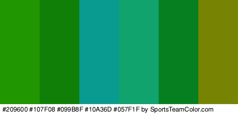 #209600 #107F08 #099B8F #10A36D #057F1F #778403 Colors