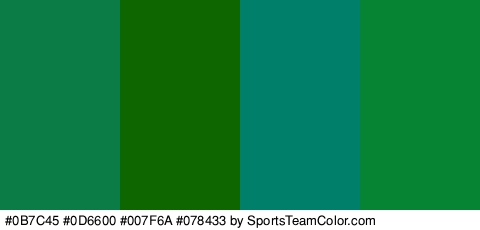 #0B7C45 #0D6600 #007F6A #078433 Colors