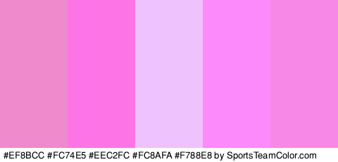 #EF8BCC #FC74E5 #EEC2FC #FC8AFA #F788E8 Colors