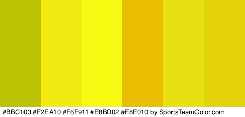 #BBC103 #F2EA10 #F6F911 #E8BD02 #E8E010 #E5D309 Colors