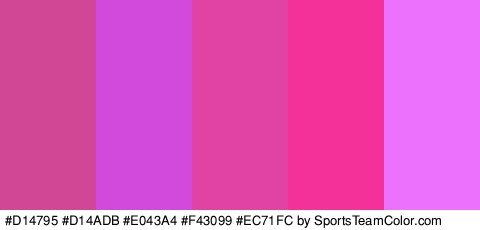 #D14795 #D14ADB #E043A4 #F43099 #EC71FC Colors