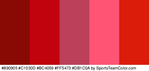 #890905 #C1030D #BC4059 #FF5473 #DB1C0A Colors