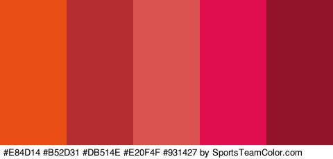 #E84D14 #B52D31 #DB514E #E20F4F #931427 Colors