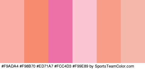 #F9ADA4 #F98B70 #ED71A7 #FCC4D3 #F99E89 #F4B7AB Colors