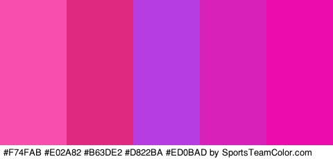 #F74FAB #E02A82 #B63DE2 #D822BA #ED0BAD Colors