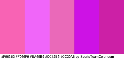 #F963B3 #F066F9 #EA69B9 #CC12E5 #CC20A6 Colors