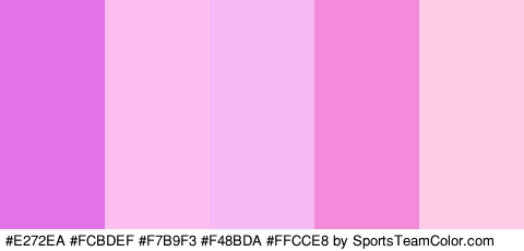 #E272EA #FCBDEF #F7B9F3 #F48BDA #FFCCE8 Colors