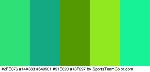 #2FE076 #14A883 #549901 #91E820 #18F297 Colors