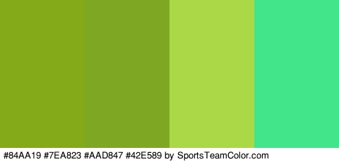 #84AA19 #7EA823 #AAD847 #42E589 Colors