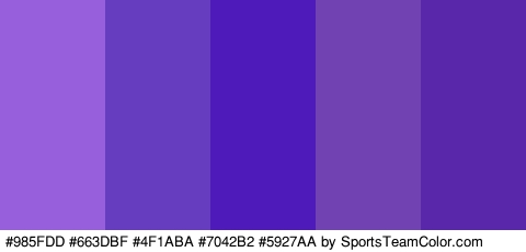 #985FDD #663DBF #4F1ABA #7042B2 #5927AA Colors