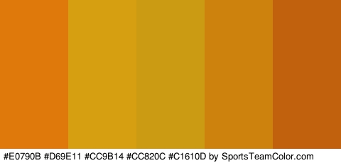 #E0790B #D69E11 #CC9B14 #CC820C #C1610D Colors