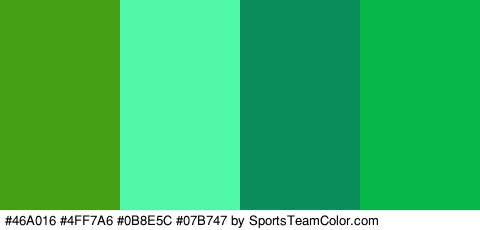 #46A016 #4FF7A6 #0B8E5C #07B747 Colors