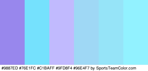 #9887ED #76E1FC #C1BAFF #9FD8F4 #96E4F7 #93F2FF Colors