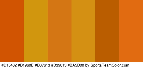 #D15402 #D1960E #D37613 #D39013 #BA5D00 #E06B11 Colors