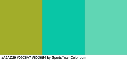 #A2AD29 #09C6A7 #60D6B4 Colors