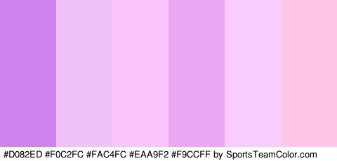 #D082ED #F0C2FC #FAC4FC #EAA9F2 #F9CCFF #FFC6E6 Colors