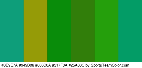 #0E9E7A #949B06 #088C0A #317F0A #25A00C #039B66 Colors