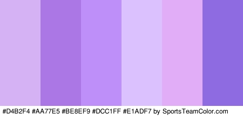 #D4B2F4 #AA77E5 #BE8EF9 #DCC1FF #E1ADF7 #8E6BE0 Colors