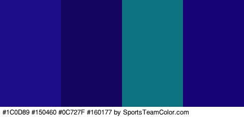 #1C0D89 #150460 #0C727F #160177 Colors