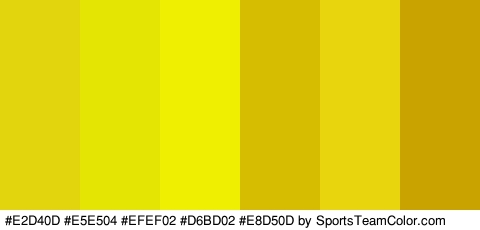 #E2D40D #E5E504 #EFEF02 #D6BD02 #E8D50D #C9A400 Colors