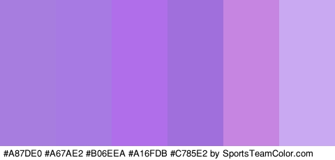 #A87DE0 #A67AE2 #B06EEA #A16FDB #C785E2 #C9A9F2 Colors