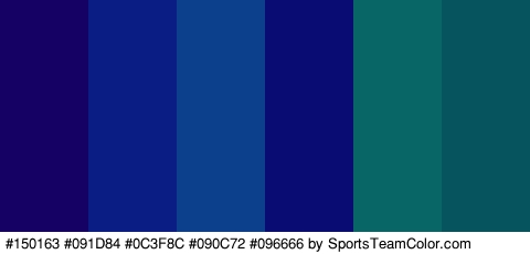 #150163 #091D84 #0C3F8C #090C72 #096666 #06545E Colors