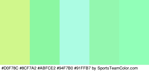 #D0F78C #8CF7A2 #ABFCE2 #94F7B0 #91FFB7 Colors