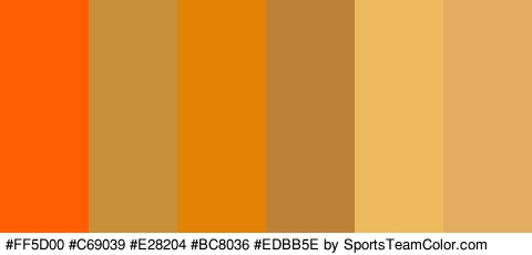 #FF5D00 #C69039 #E28204 #BC8036 #EDBB5E #E2AD61 Colors