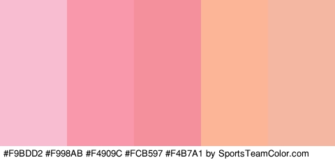 #F9BDD2 #F998AB #F4909C #FCB597 #F4B7A1 Colors