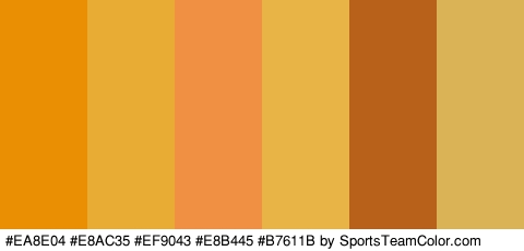 #EA8E04 #E8AC35 #EF9043 #E8B445 #B7611B #DBB357 Colors